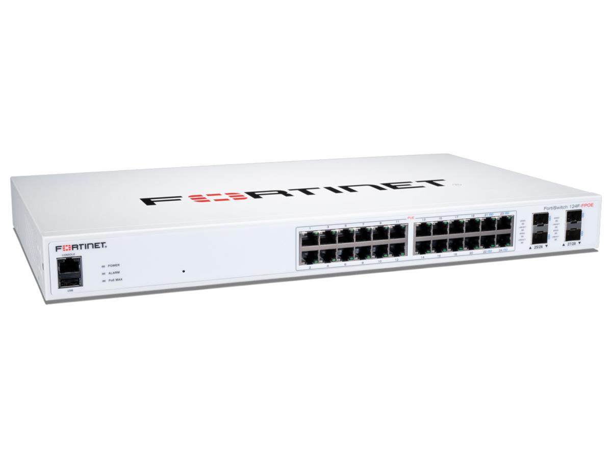 Fortinet FortiSwitch 124F-FPOE 24-Port PoE Switch